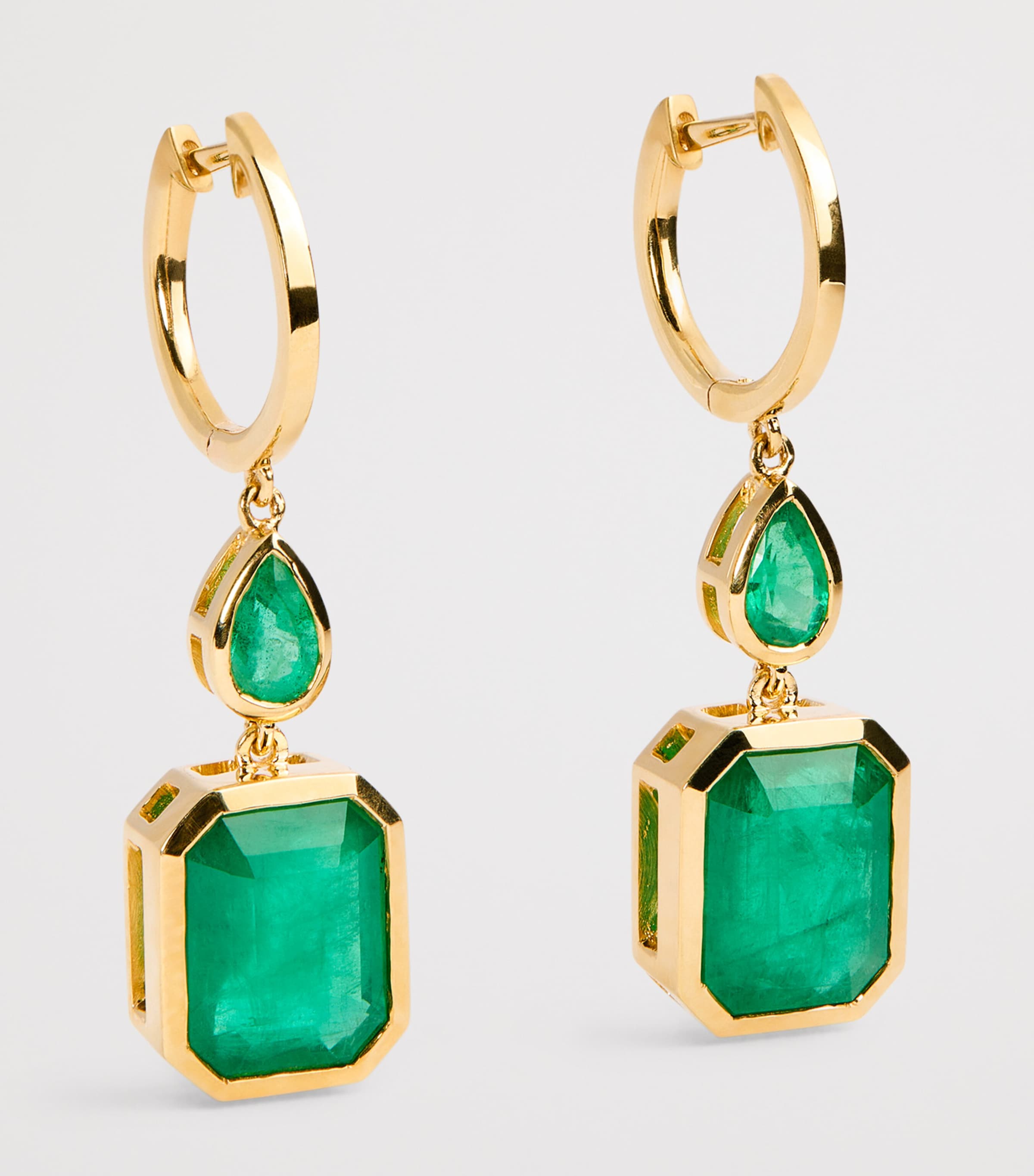 Yellow Gold and Emerald Drop Earrings YELLOW GOLD Image 3