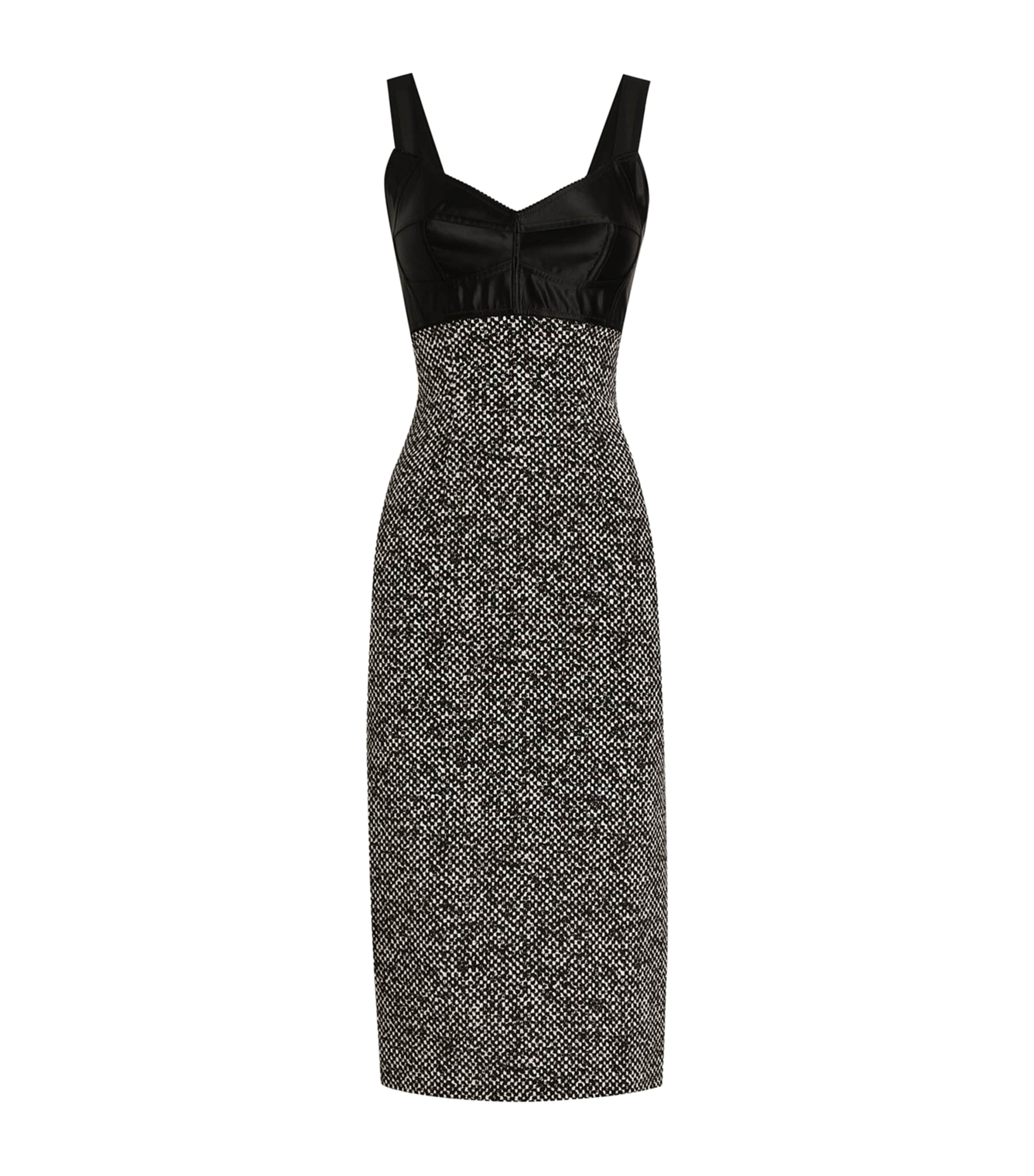Dolce & Gabbana Silk Bustier Midi Dress In Black