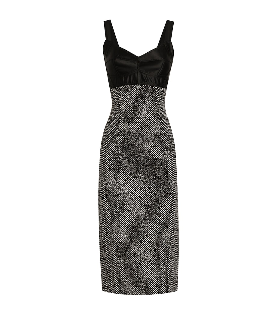 Silk Bustier Midi Dress DAMIER BCO/NERO Image 1