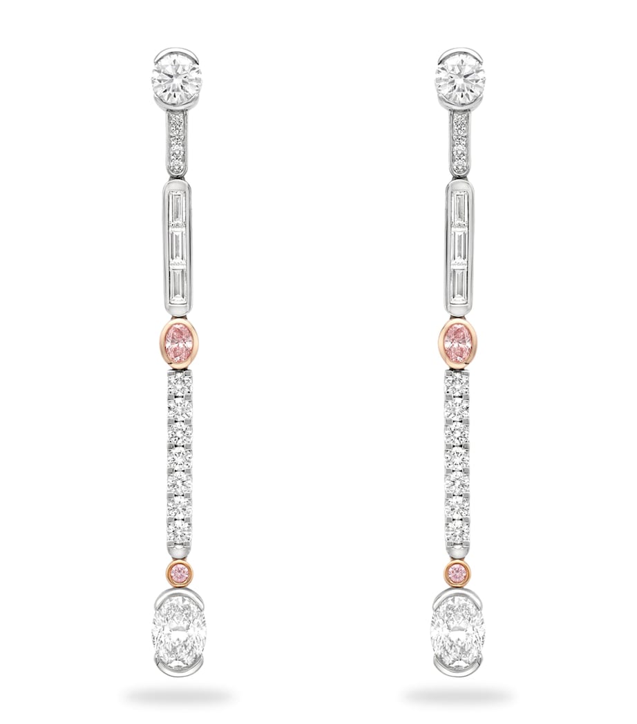 Platinum, Rose Gold and Diamond Play of Light Drop Earrings PLATINUM Image 1