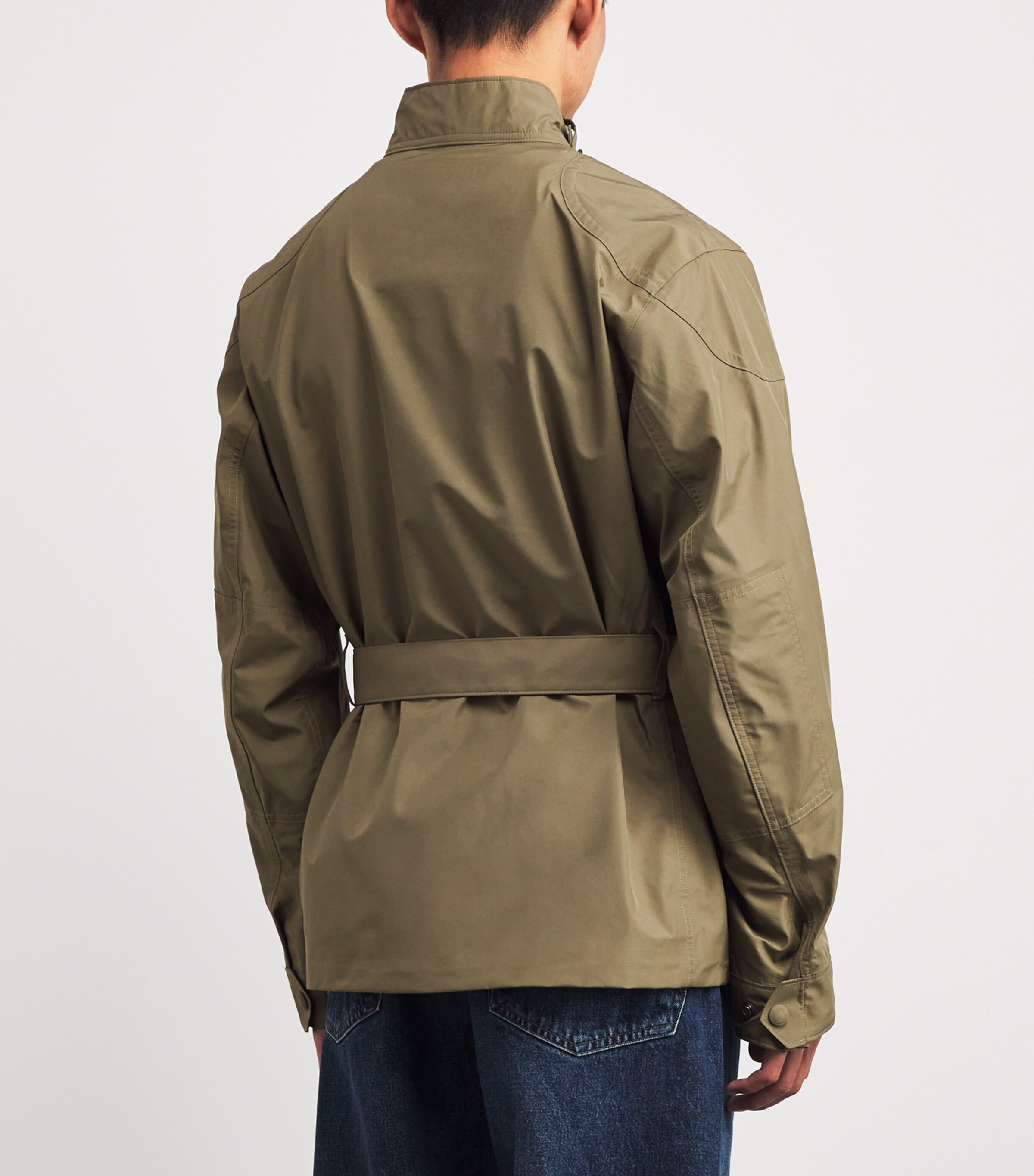 Water-Repellent Belted Field Jacket GREEN Image 4