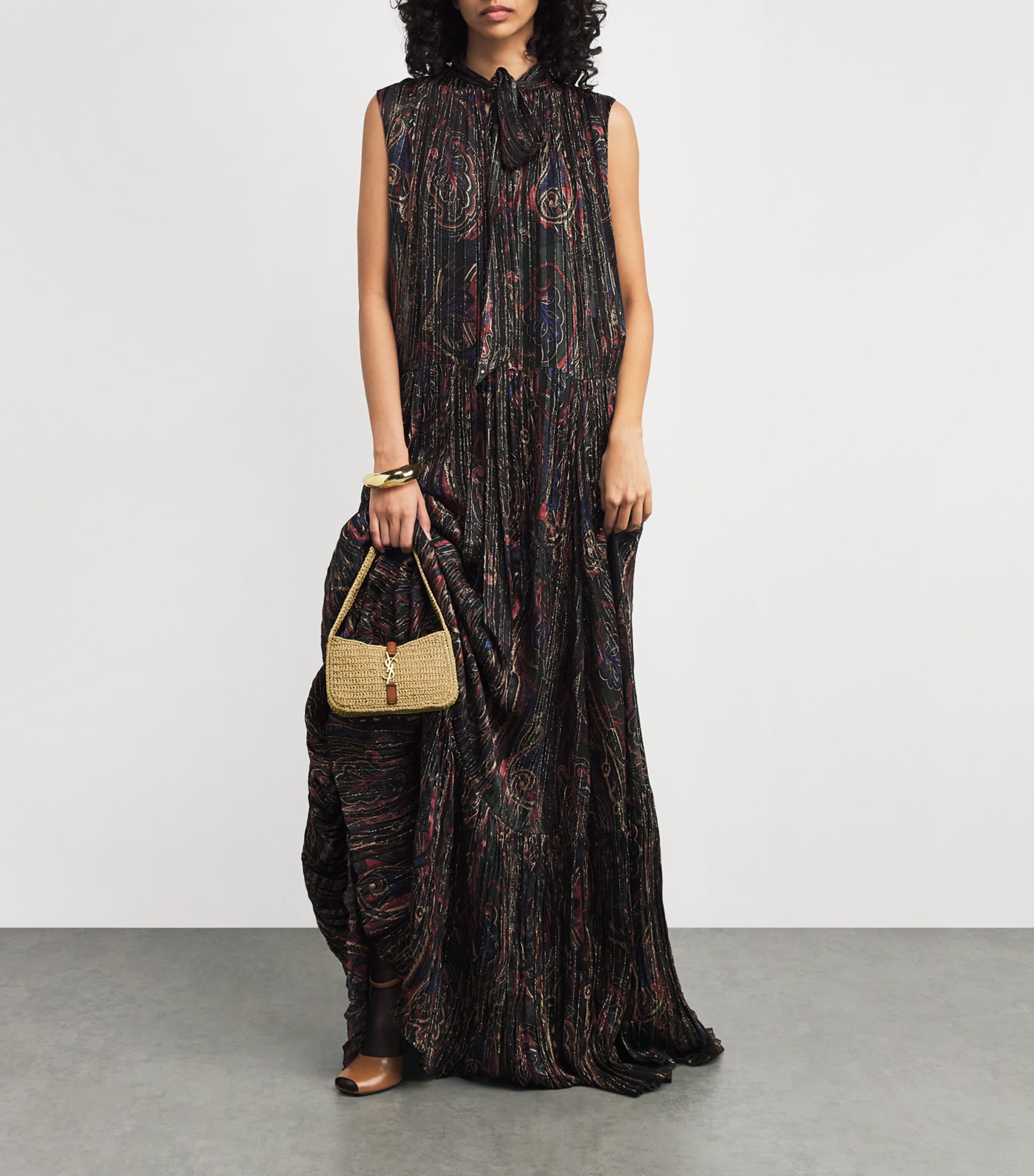 Saint Laurent Le 5 à 7 Raffia Shoulder Bag | Harrods US