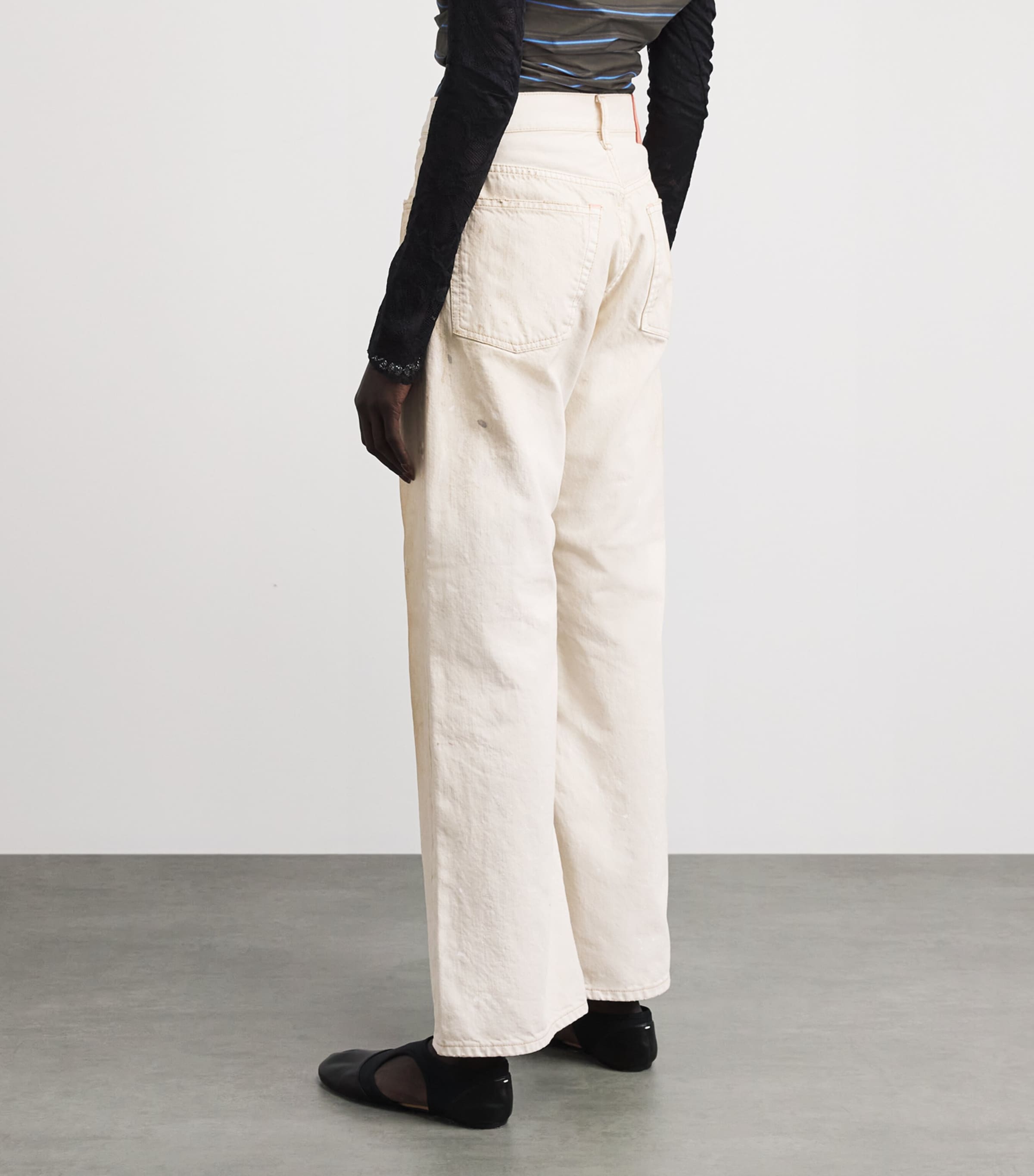 Acne Studios Womens Paint-Splattered Wide-Leg Jeans White Image 5