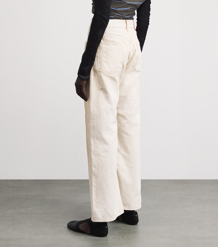 Acne Studios Womens Paint-Splattered Wide-Leg Jeans White Image 5