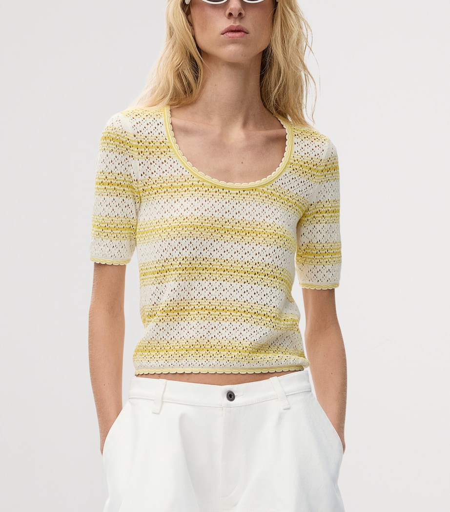 LOEWE Womens x Paula's Ibiza Stripe Short-Sleeve Sweater White/yellow Image 3