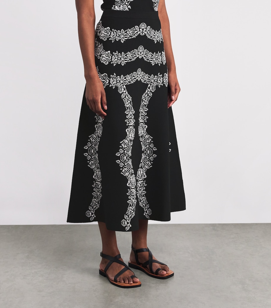 Floral-Jacquard Valencia Midi Skirt NOIR Image 3