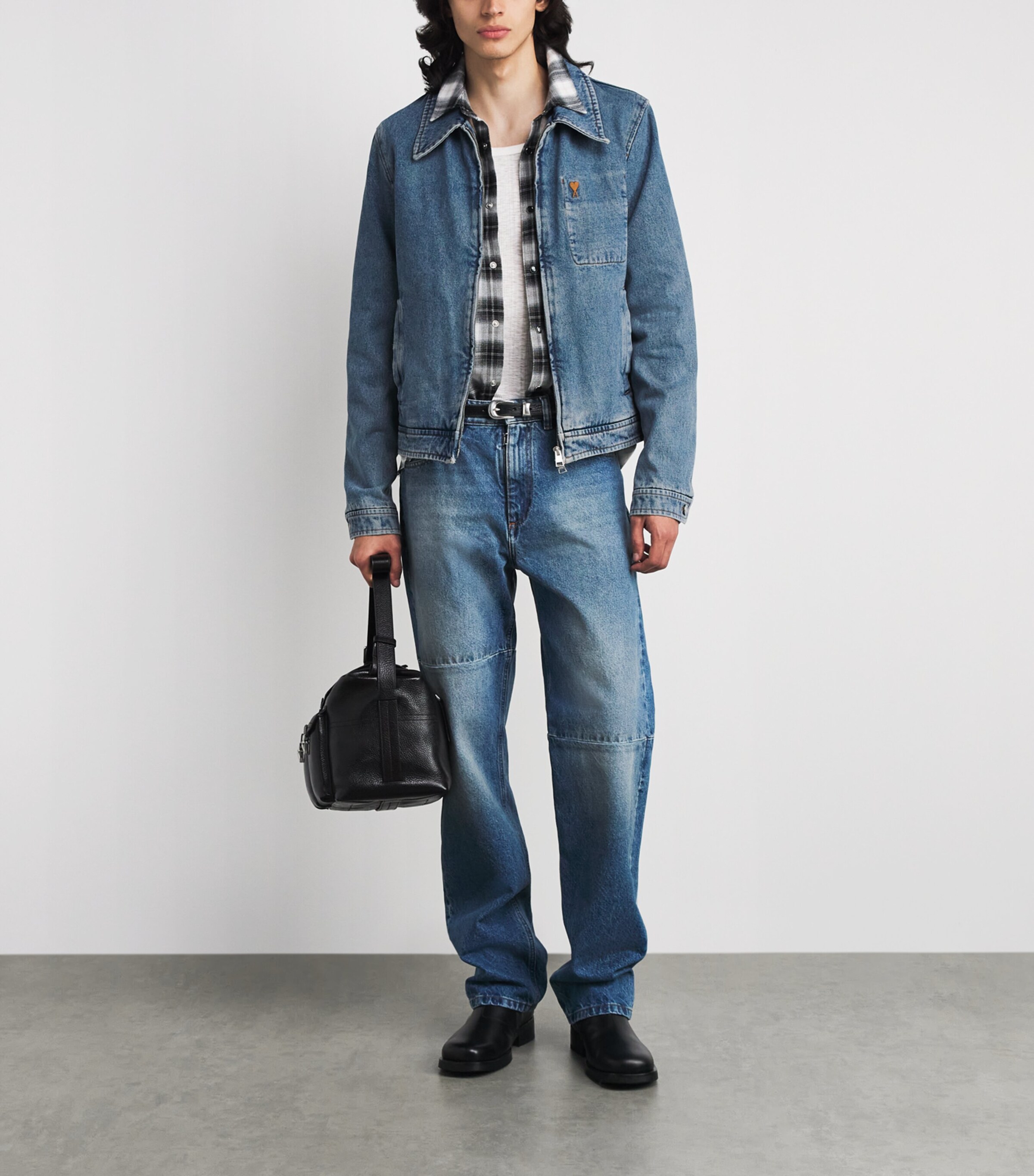 AMI Paris Blue Ami de Coeur Denim Jacket | Harrods UK