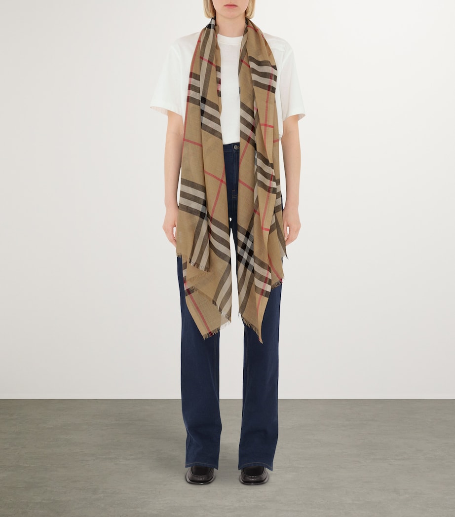 Wool-Silk Check Scarf ARCHIVE BEIGE Image 5