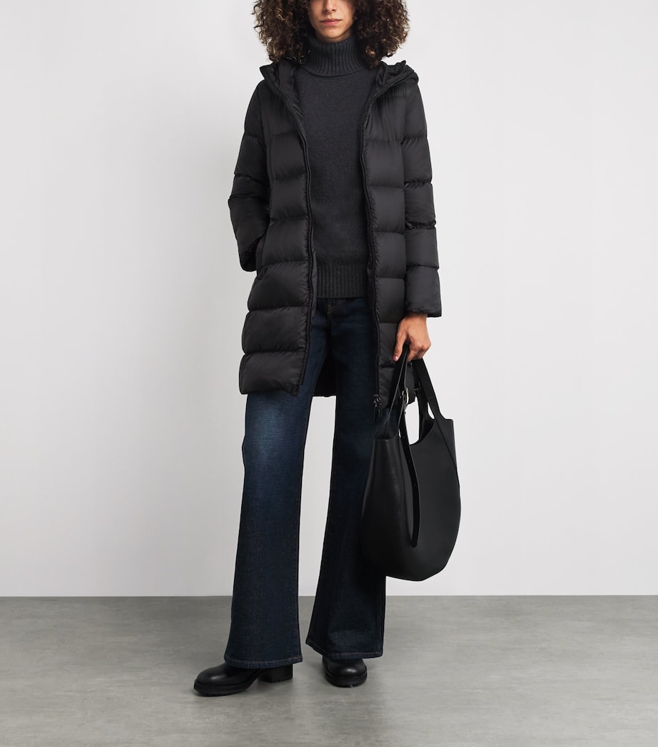 Down Quilted Longline Jacket BLACK Image 2