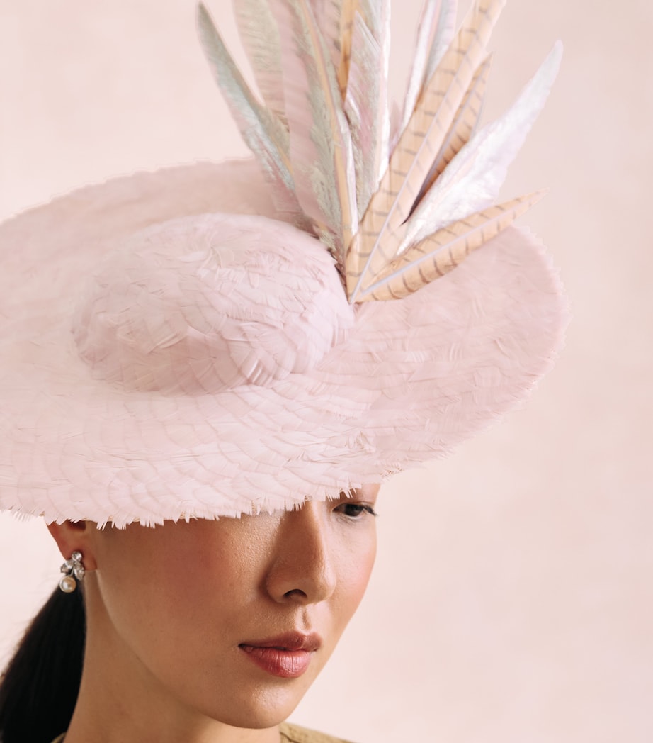 Vivien Sheriff Feather Archer Percher Hat Blush Silver Tones Image 3