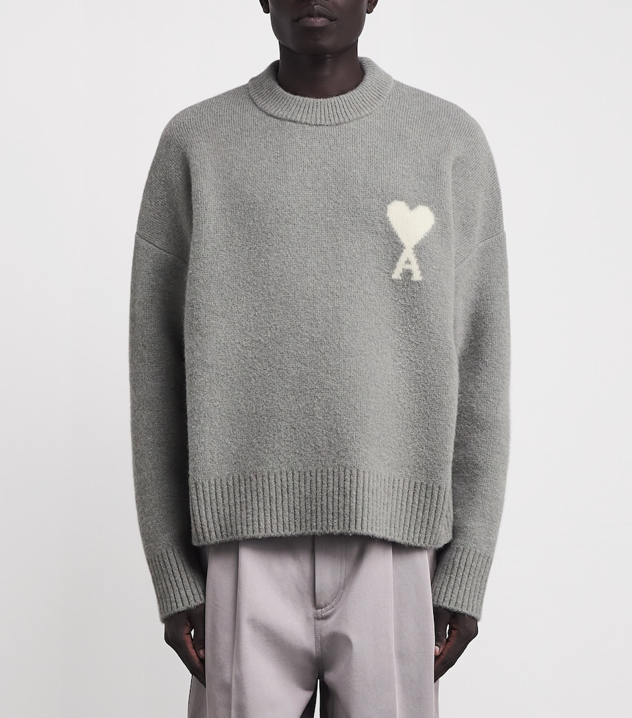 Alpaca-Blend Crew-Neck Sweater 058 - GRIS/ECRU Image 3