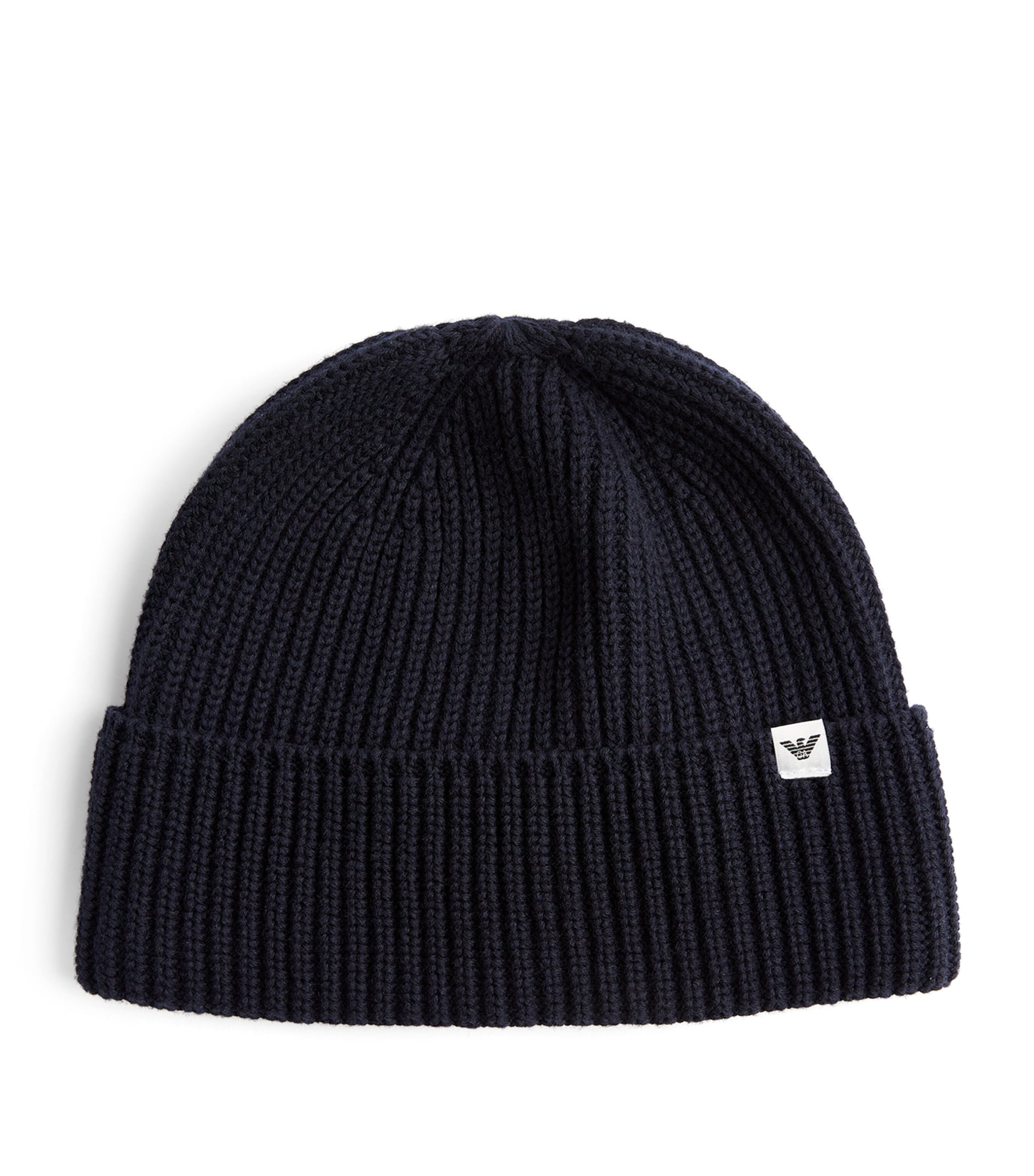 Emporio Armani Ribbed Beanie In Blue