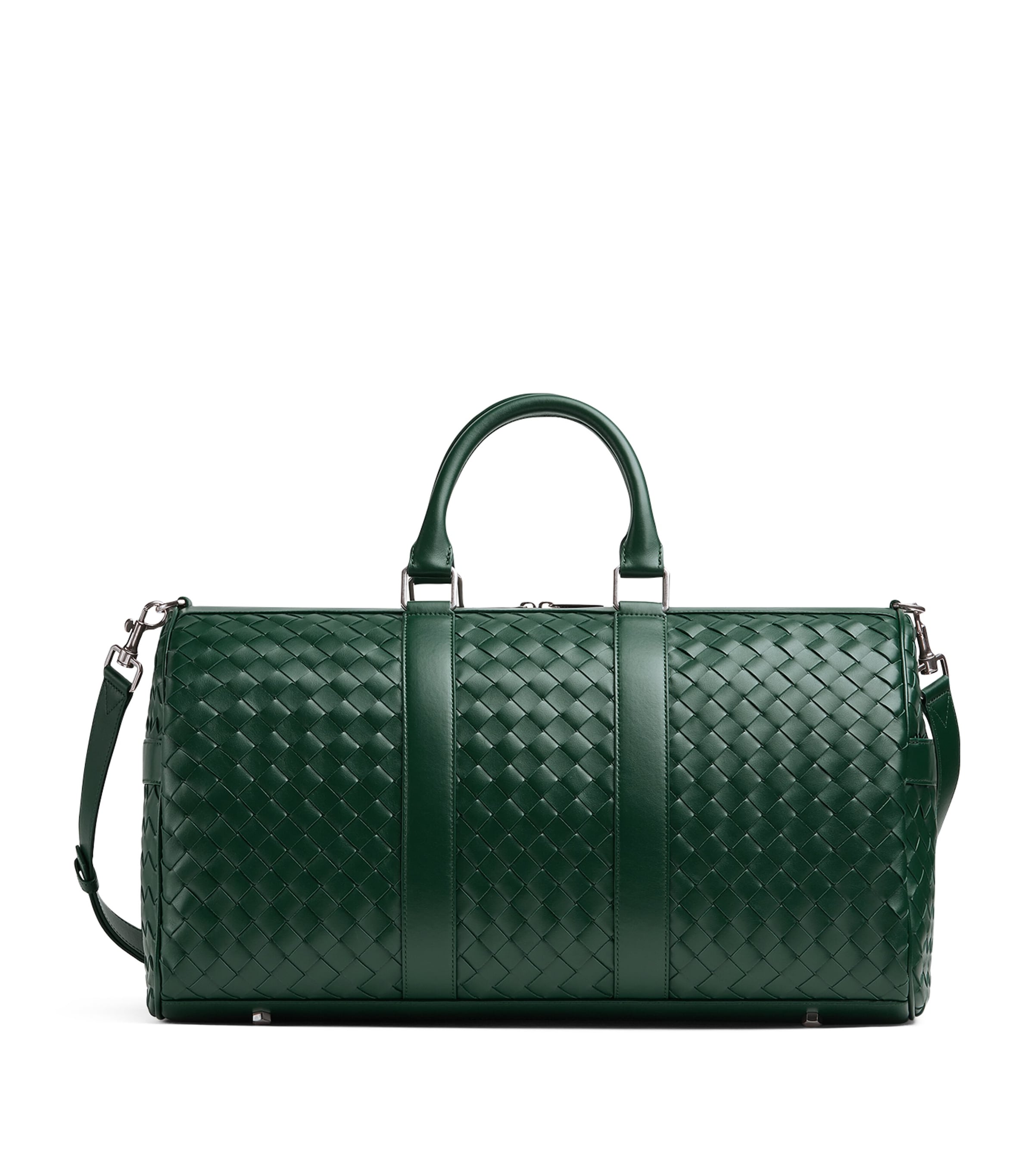 Bottega Veneta Leather Intrecciato Holdall In Green