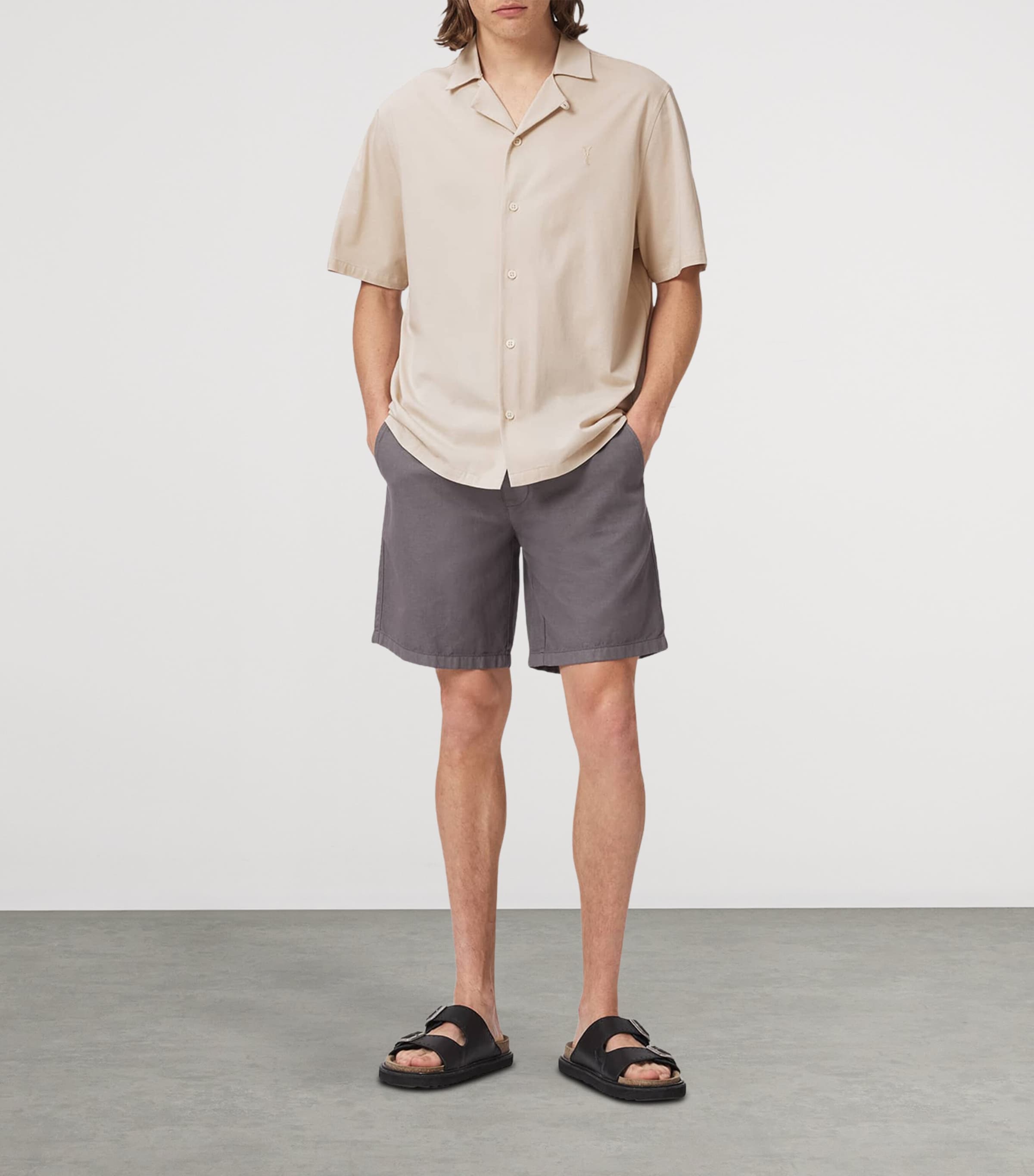 AllSaints Mens Organic Cotton Hudson Shirt Birch White Image 2