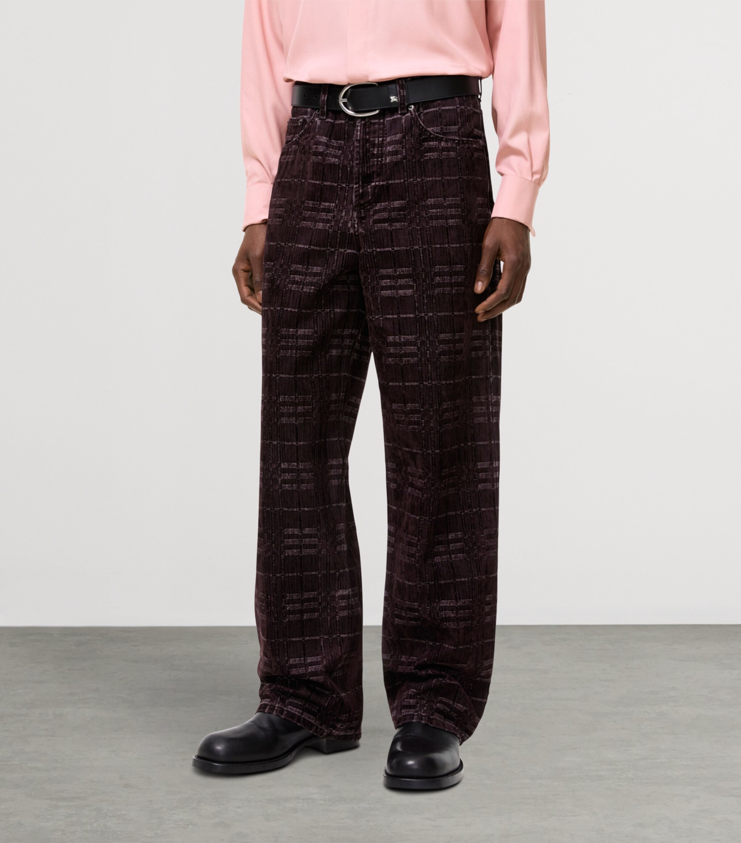 Burberry Mens Check Loose Jeans Plum Purple Ip Check Image 2