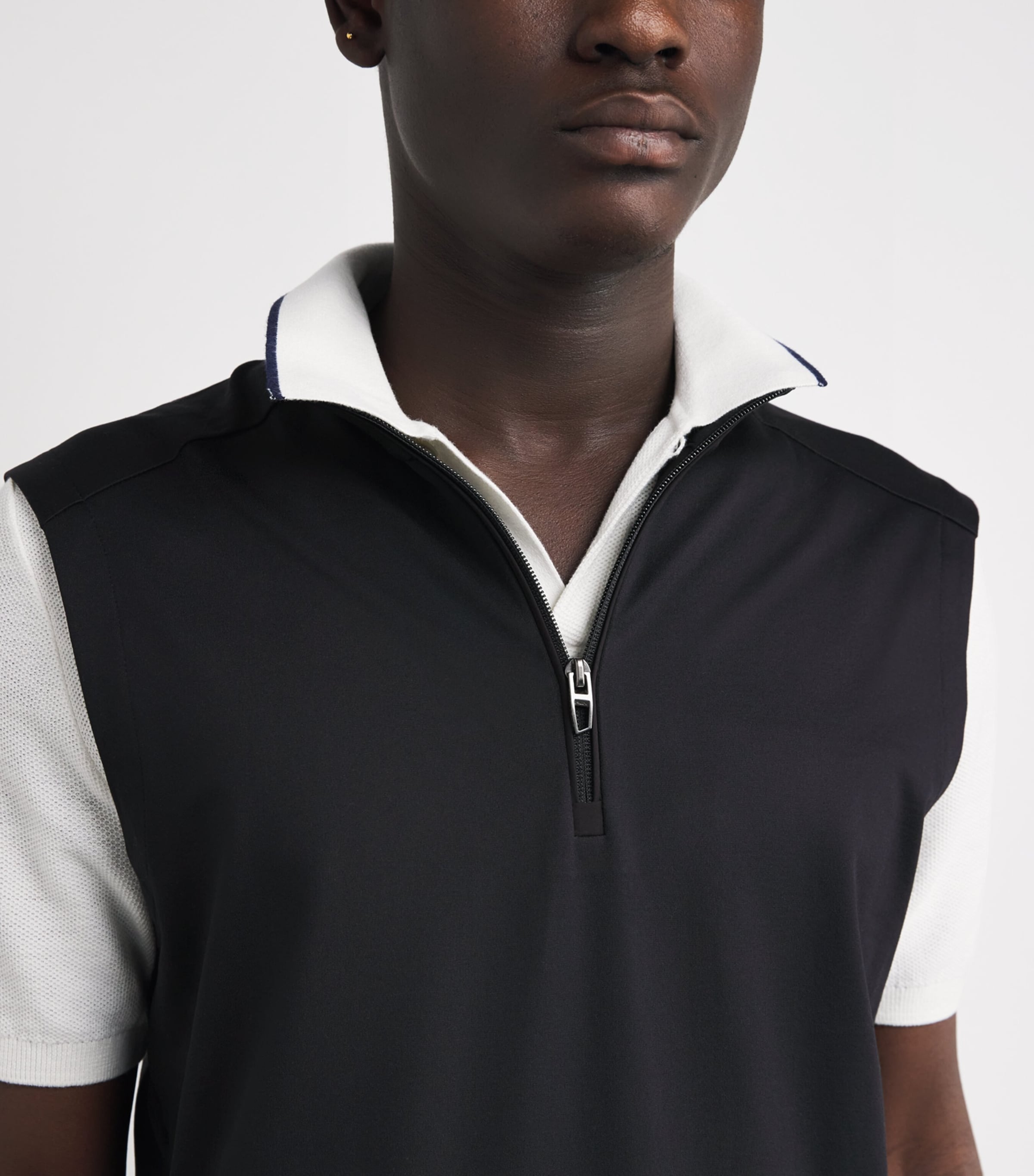 Stretch-Jersey Quarter-Zip Gilet POLO BLACK Image 6