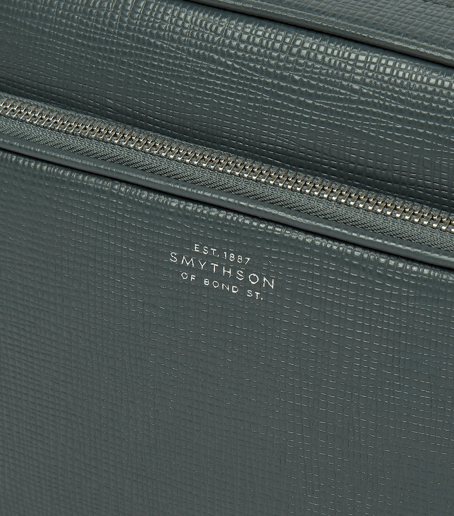 Smythson Leather Panama Cross-Body Bag Slate Green Image 5