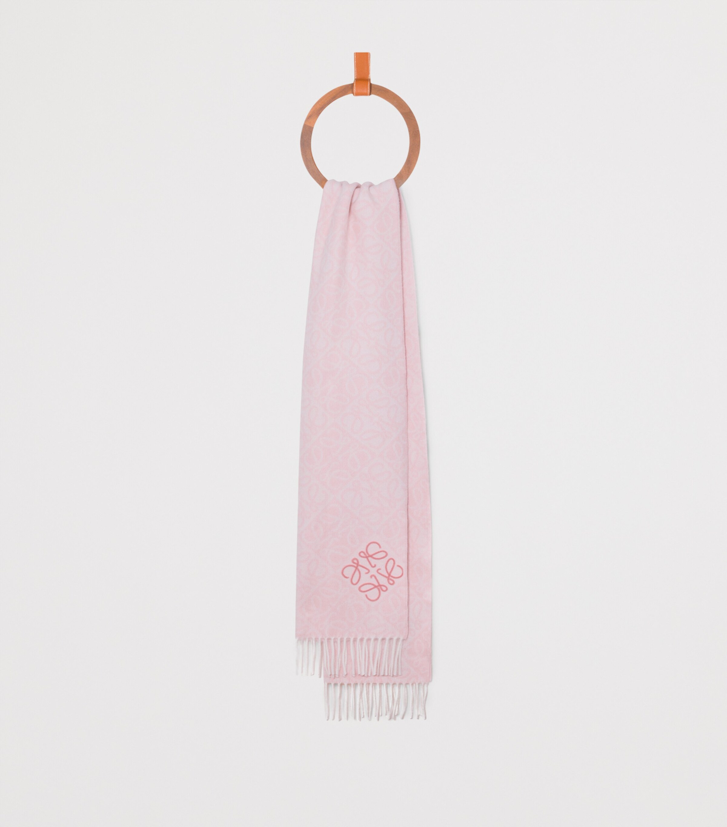 LOEWE Wool-Cashmere Anagram Scarf Soft Pink Image 2