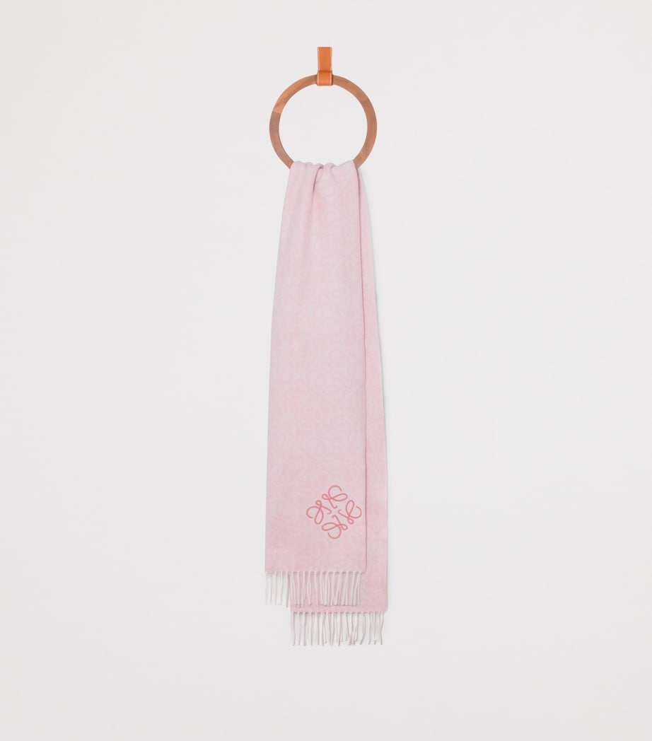 LOEWE Wool-Cashmere Anagram Scarf Soft Pink Image 2