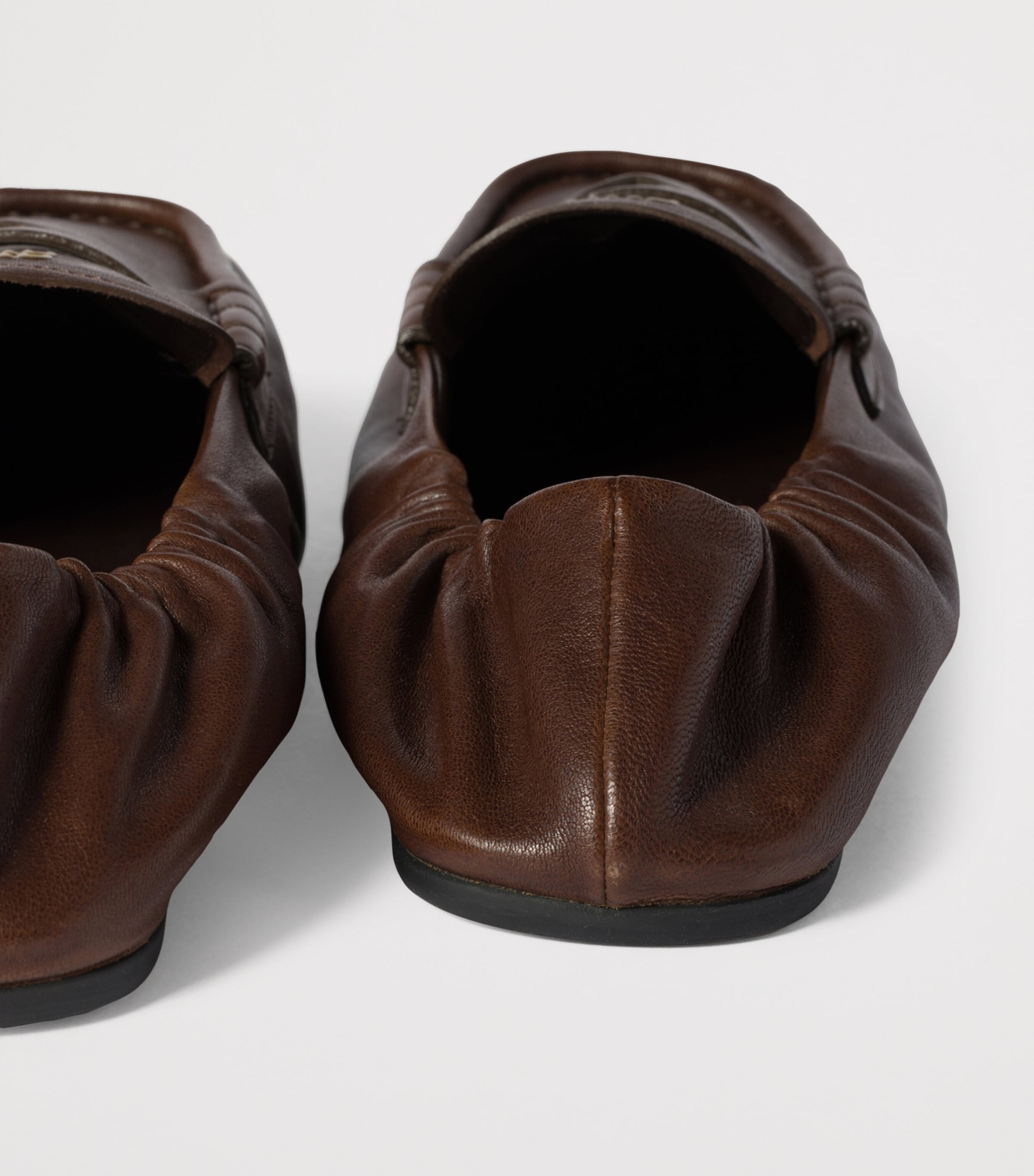 Nappa Leather Ruched Loafers F0NBL Image 3