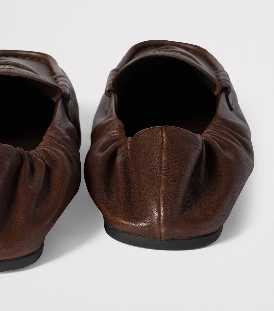 Nappa Leather Ruched Loafers F0NBL Image 3