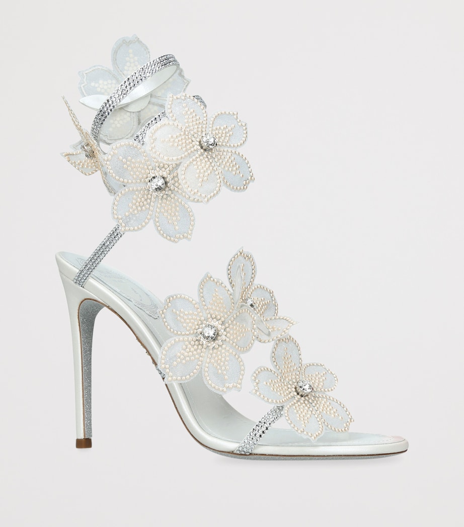 René Caovilla Leather Flower Cleo Sandals 105 White/oth Image 3