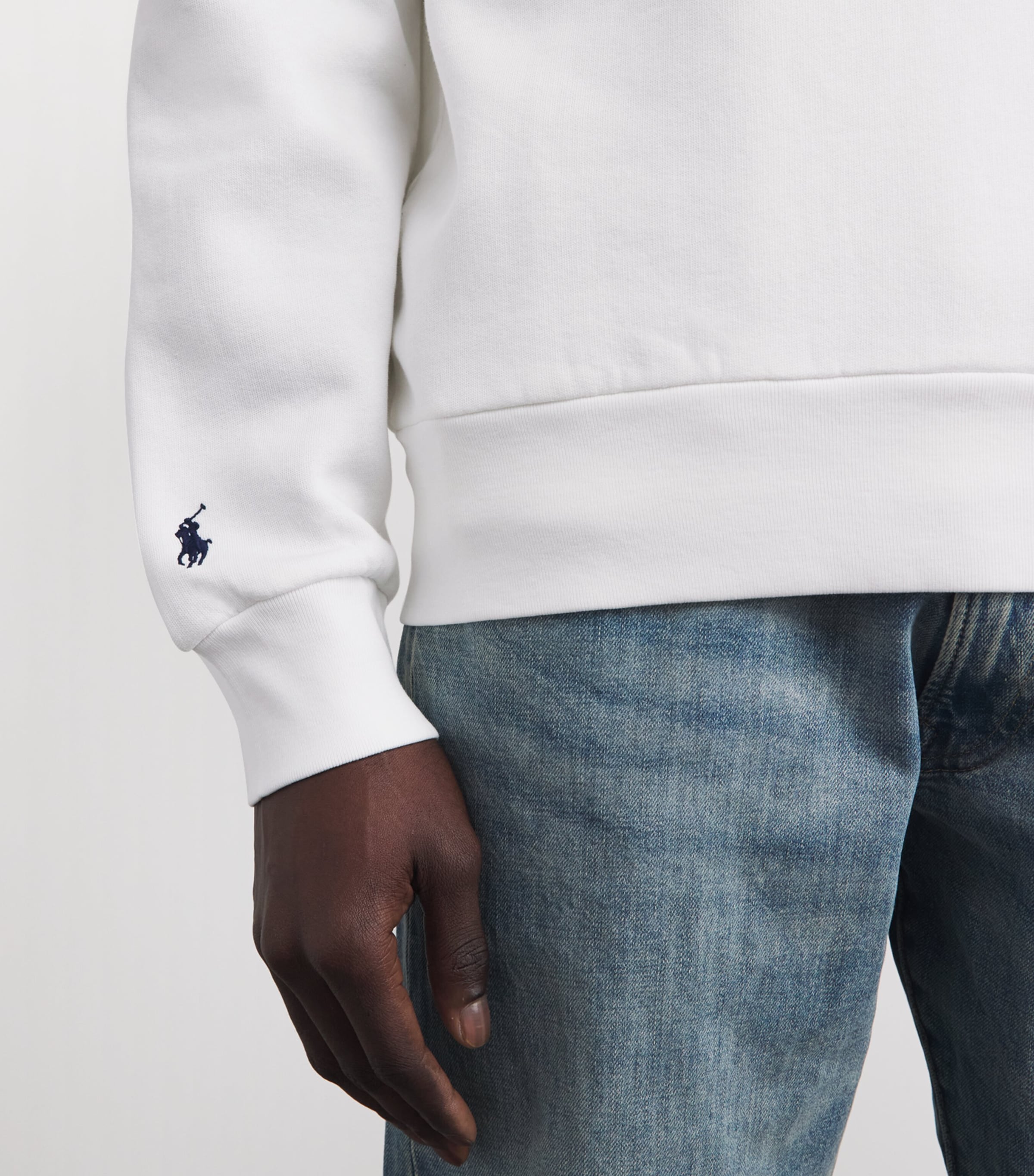 Polo Ralph Lauren Mens Cotton-Blend Logo Sweatshirt White Image 3