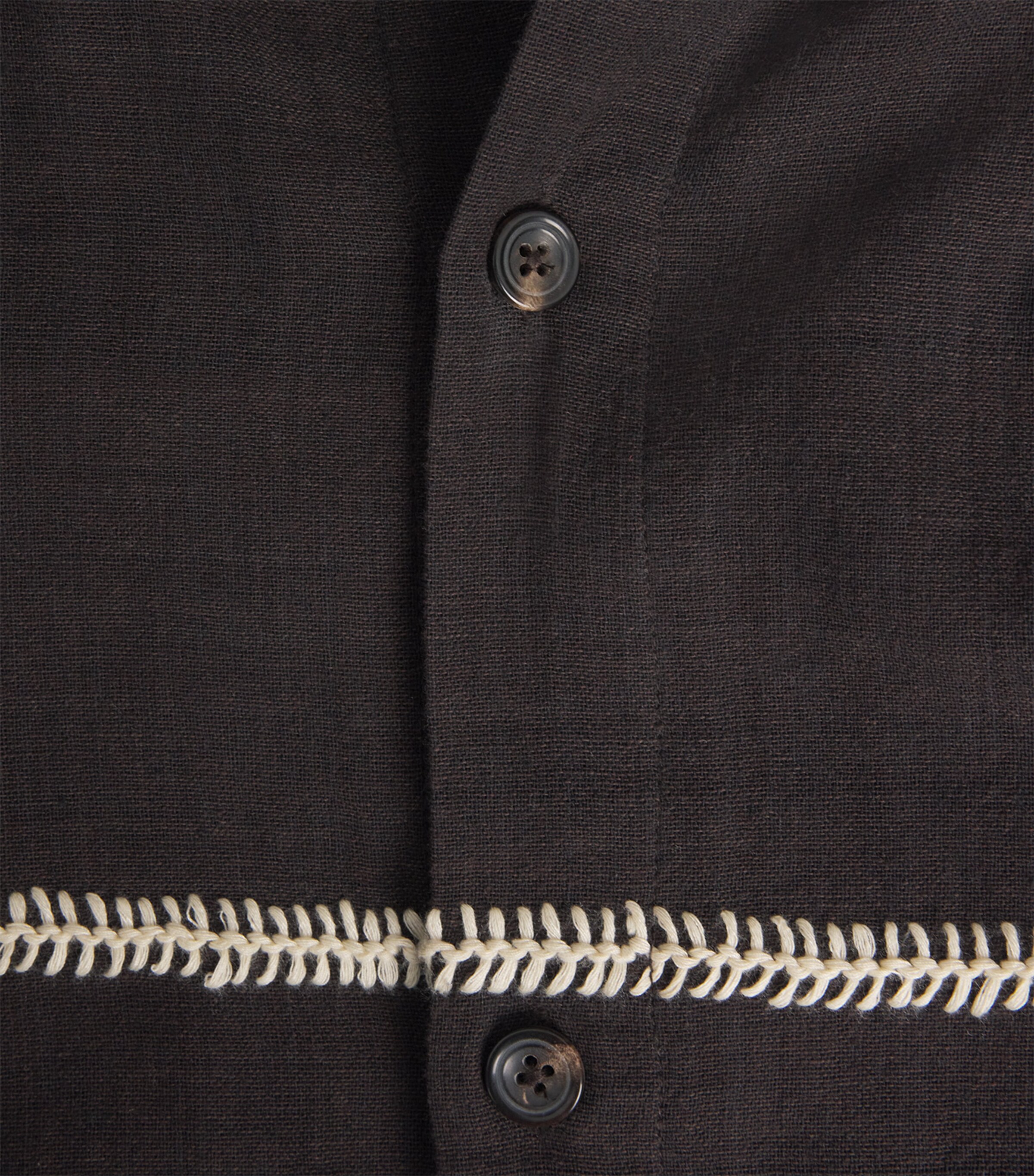 Kartik Research Mens Cotton Embroidered Rabari Shirt Brown/ Ecru Image 6