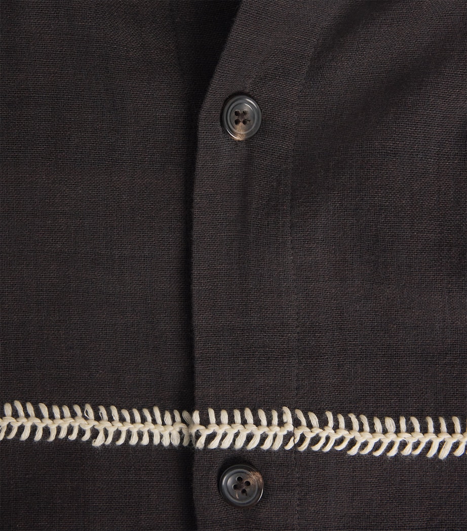 Kartik Research Mens Cotton Embroidered Rabari Shirt Brown/ Ecru Image 6