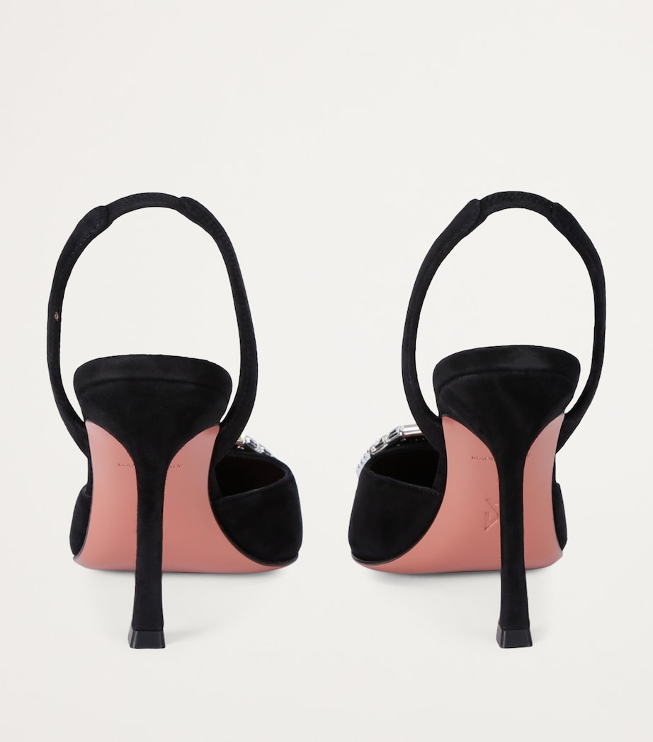 Suede Camelia Slingback Pumps 90 BLACK Image 2
