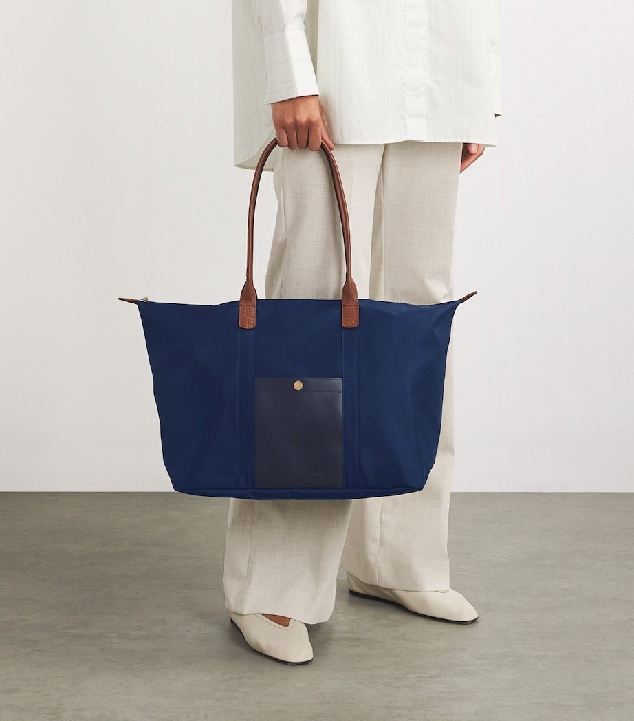 Harrods Medium Nylon Tote Bag Navy Image 2
