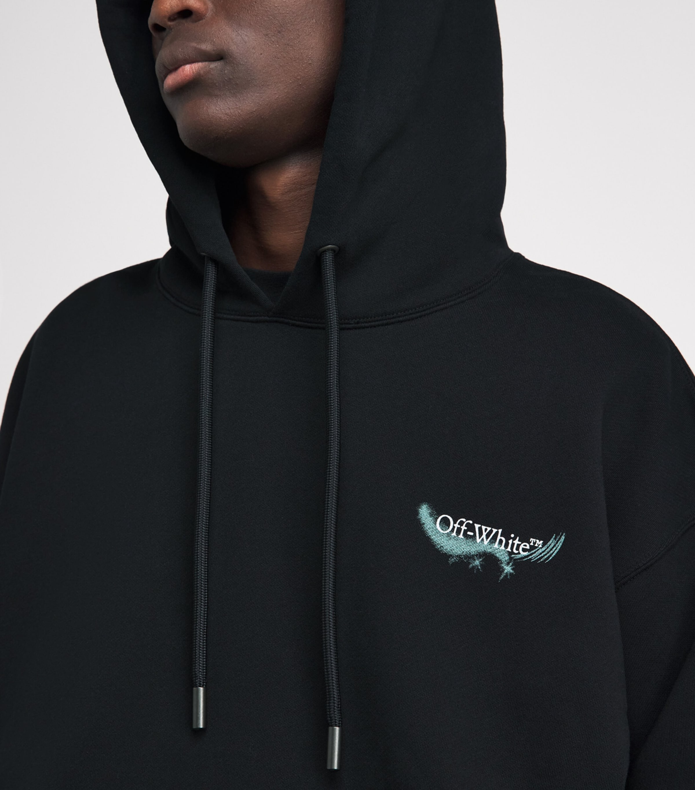 Off-White Mens Cotton Moon Arrows Hoodie Black Image 3