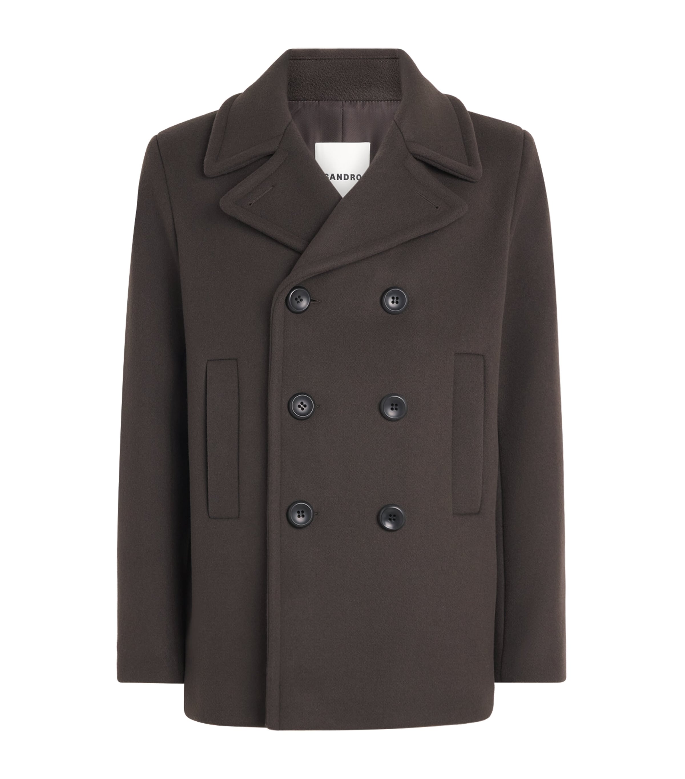 Sandro Paris Mens Wool-Blend Peacoat Taupe / Kaki Image 1