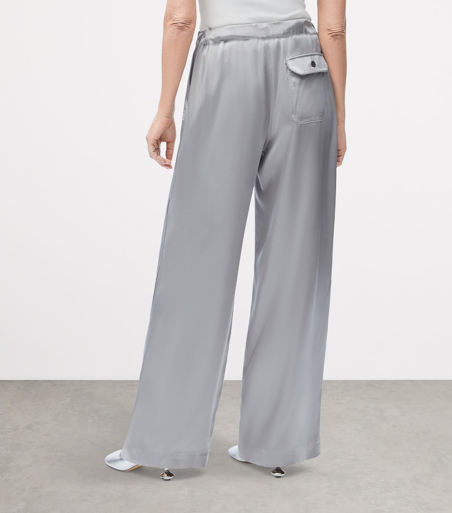 EXCLUSIVE Silk Satin Silver Capsule Donut Chain Pyjama Trousers MOUSE GREY Image 3