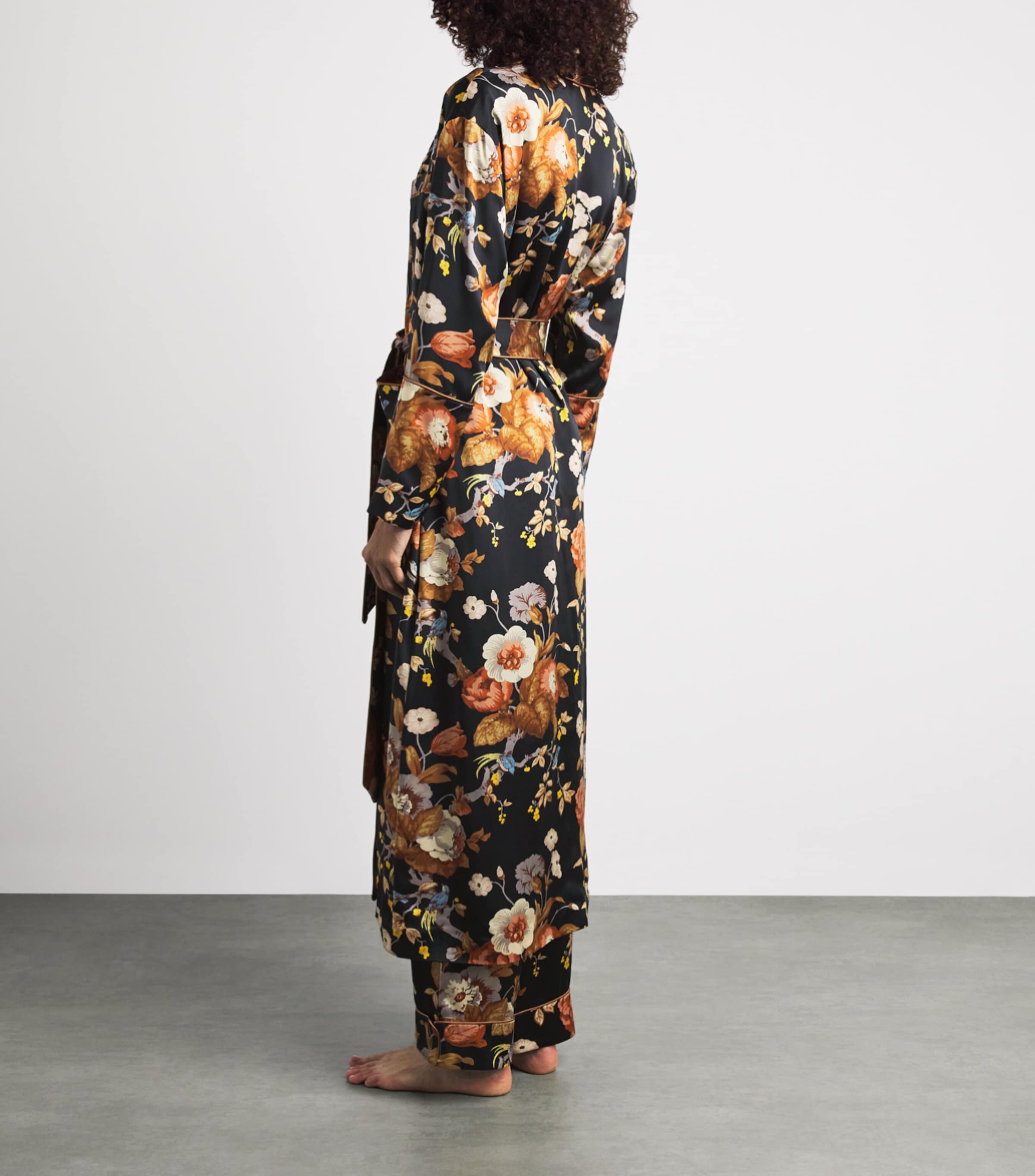 Olivia von Halle Womens Silk Capability Floral Robe Evora Image 4