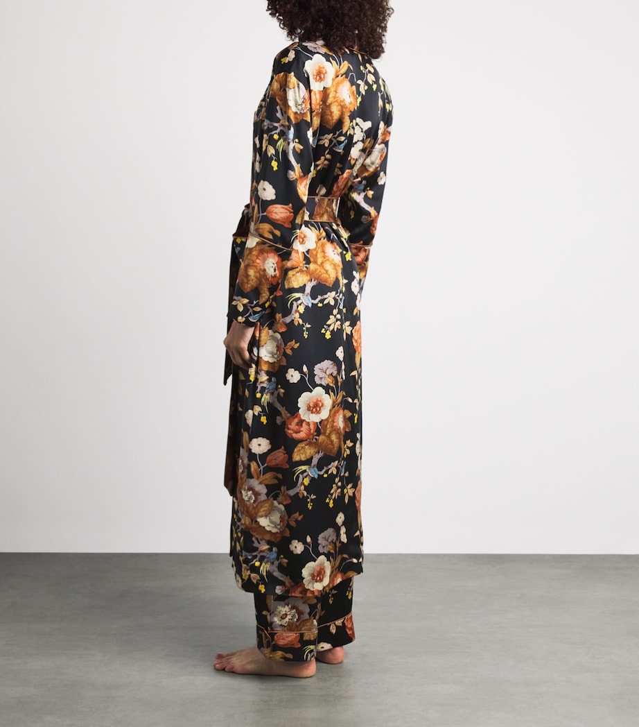Olivia von Halle Womens Silk Capability Floral Robe Evora Image 4
