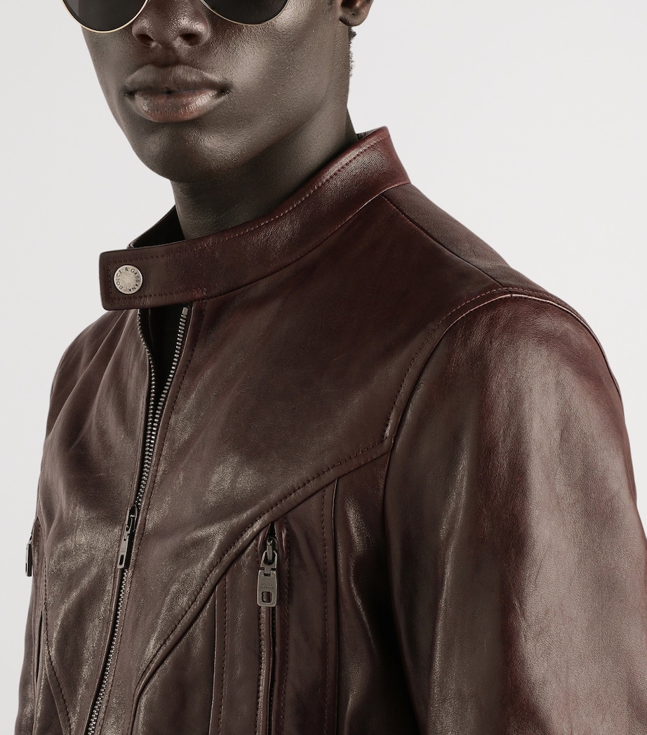 Dolce&Gabbana Mens Leather Moto Jacket Indigo Image 4