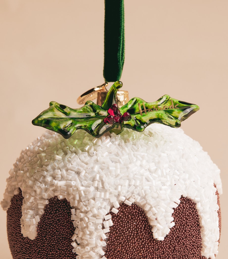 Harrods Beaded Christmas Pudding Bauble Brown Image 2