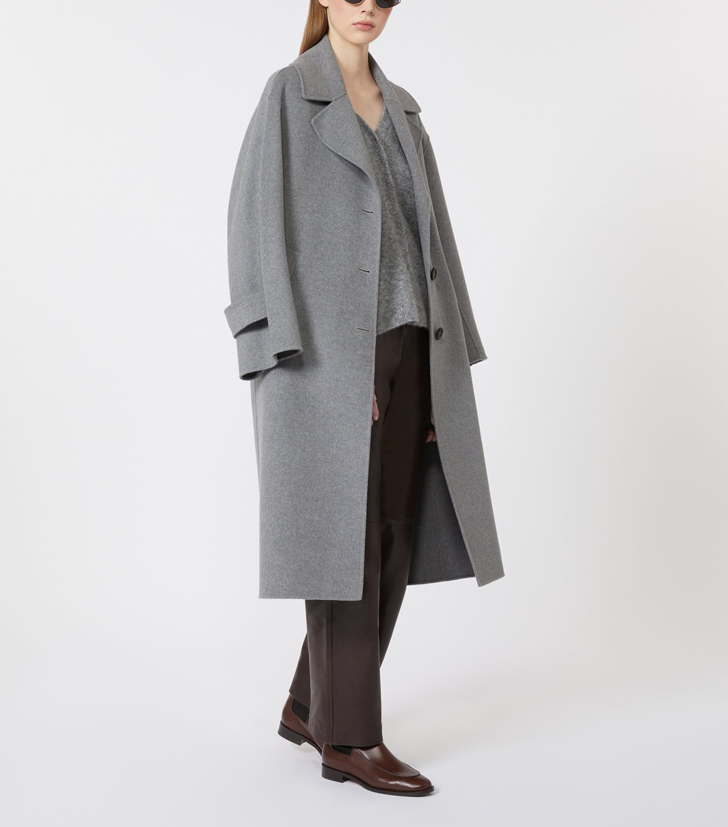 Virgin Wool Single-Breasted Coat MEDIUM GREY Image 3