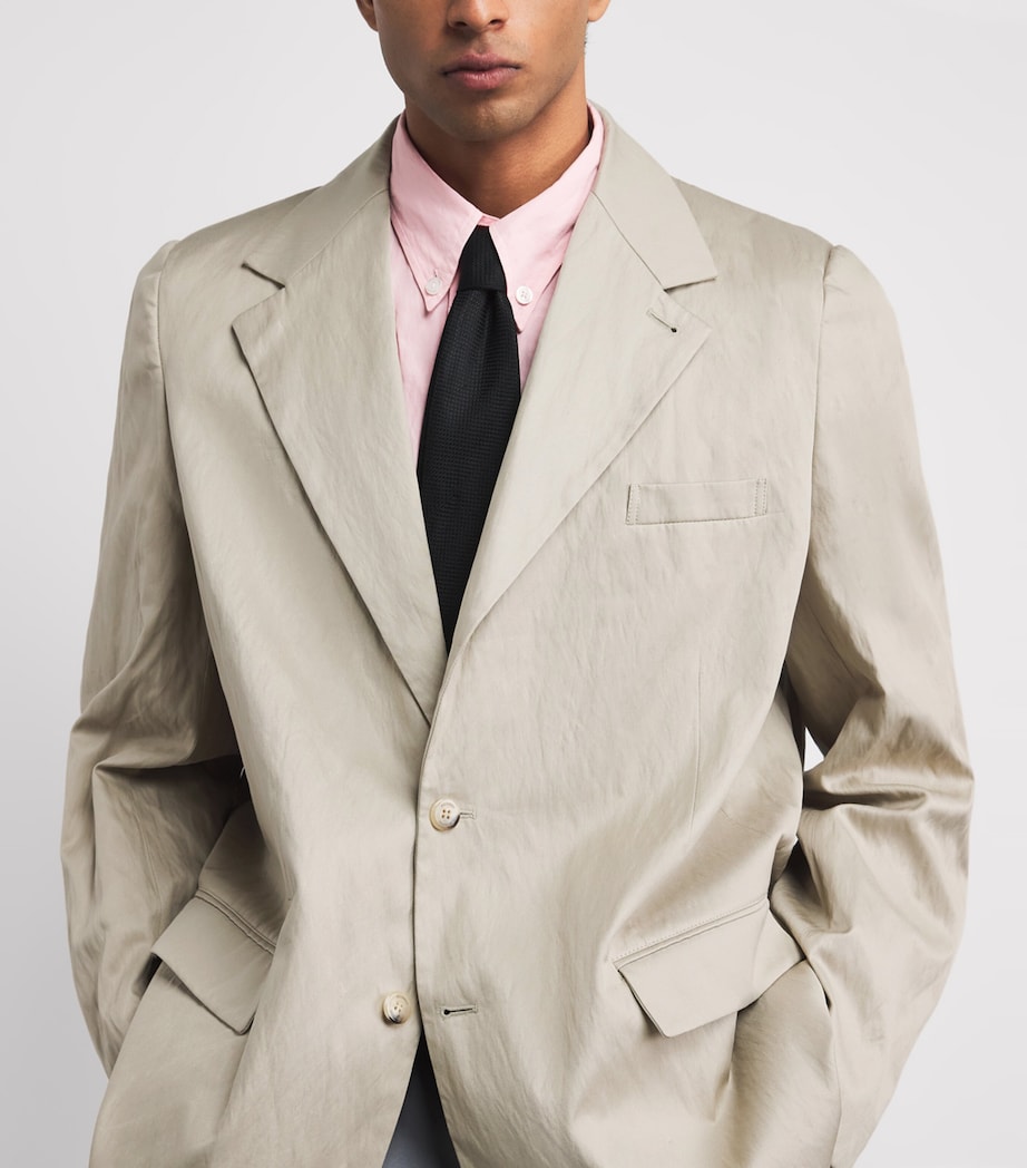 Willy Chavarria Mens Cotton-Blend Crinkled Chuco Blazer Stucco Image 3