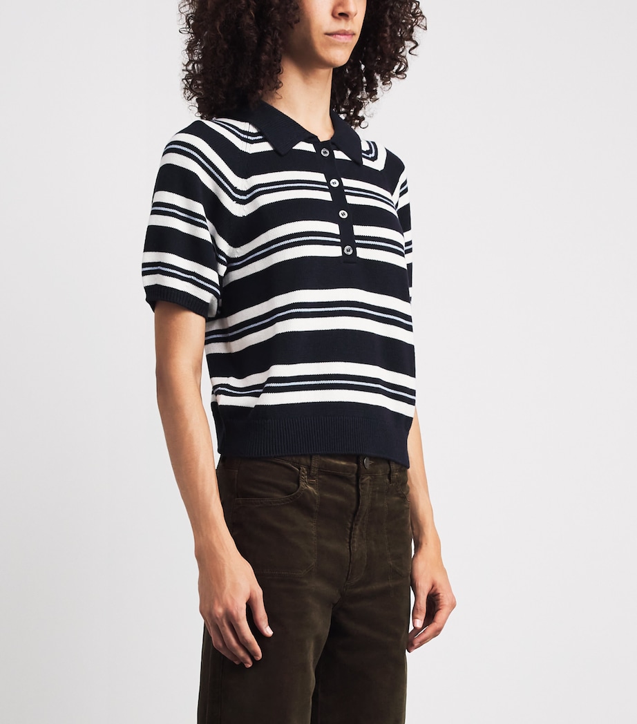 PAIGE Womens Stripe Birch Polo Top Navy Multi Image 4