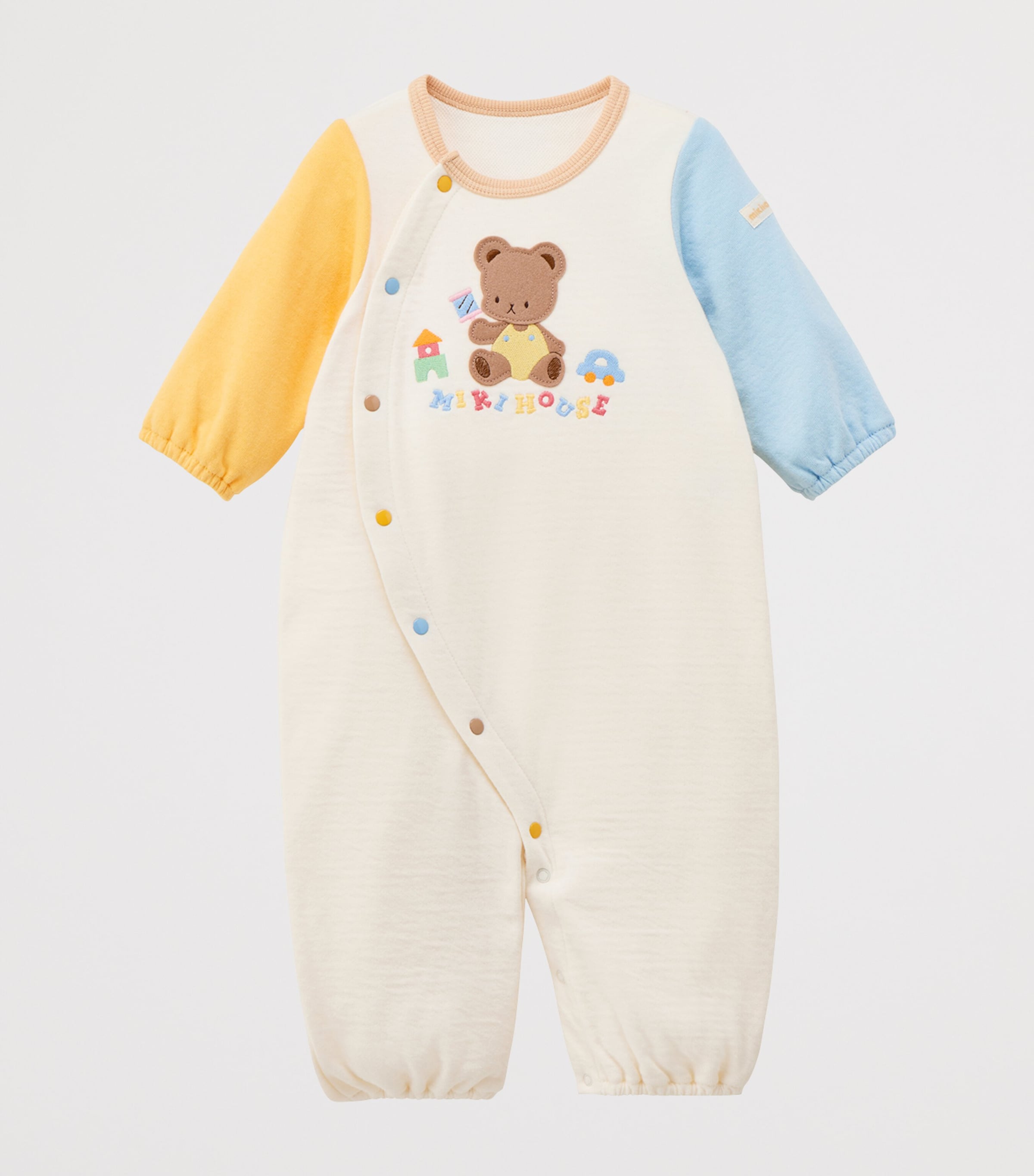 Miki House Logo Bear Embroidered Playsuit (1 Month) Image 4