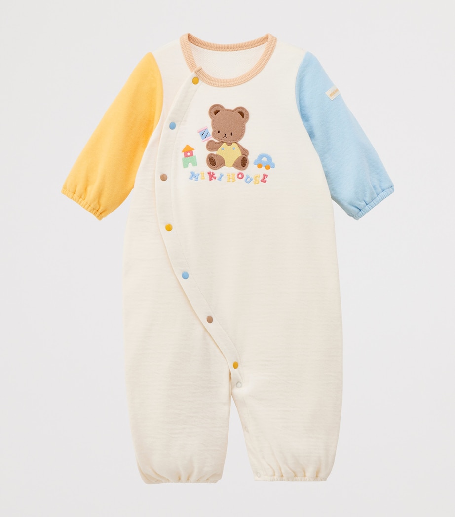 Miki House Logo Bear Embroidered Playsuit (1 Month) Image 4