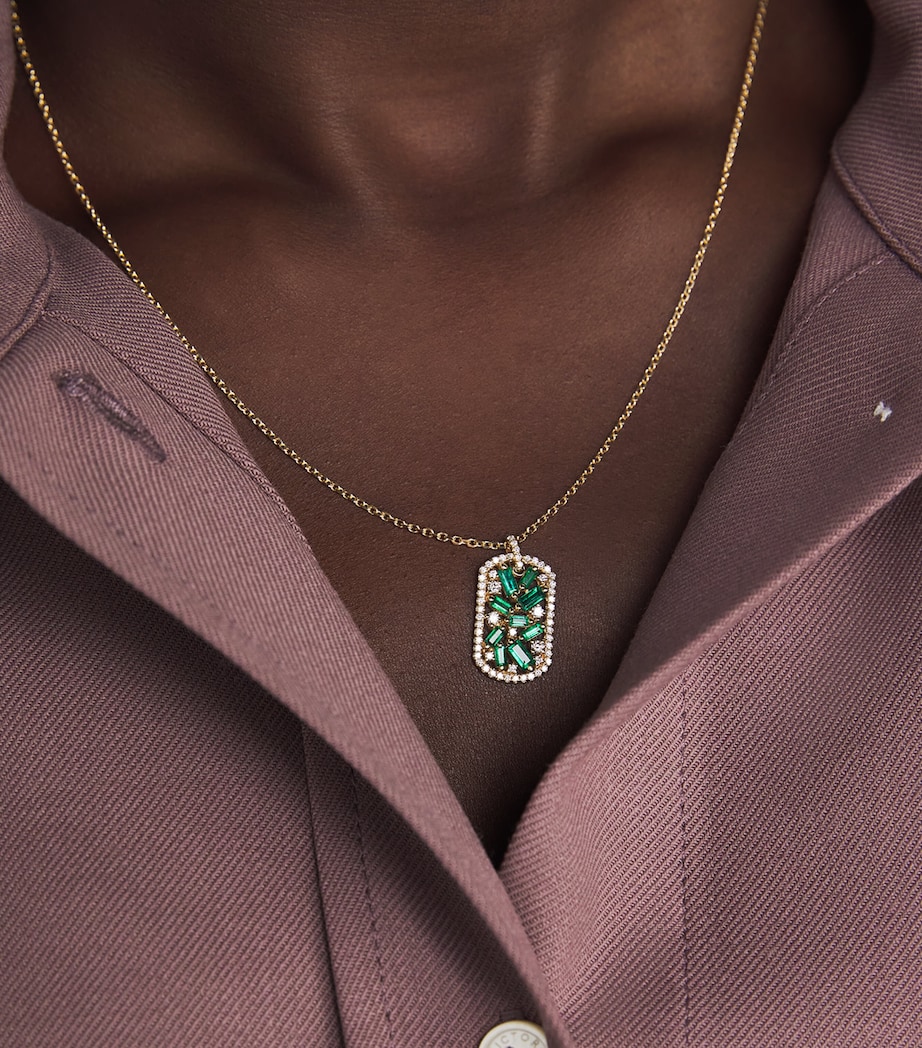 Yellow Gold, Diamond and Emerald Short Stack Stud Earrings 18K YG/EMER Image 2