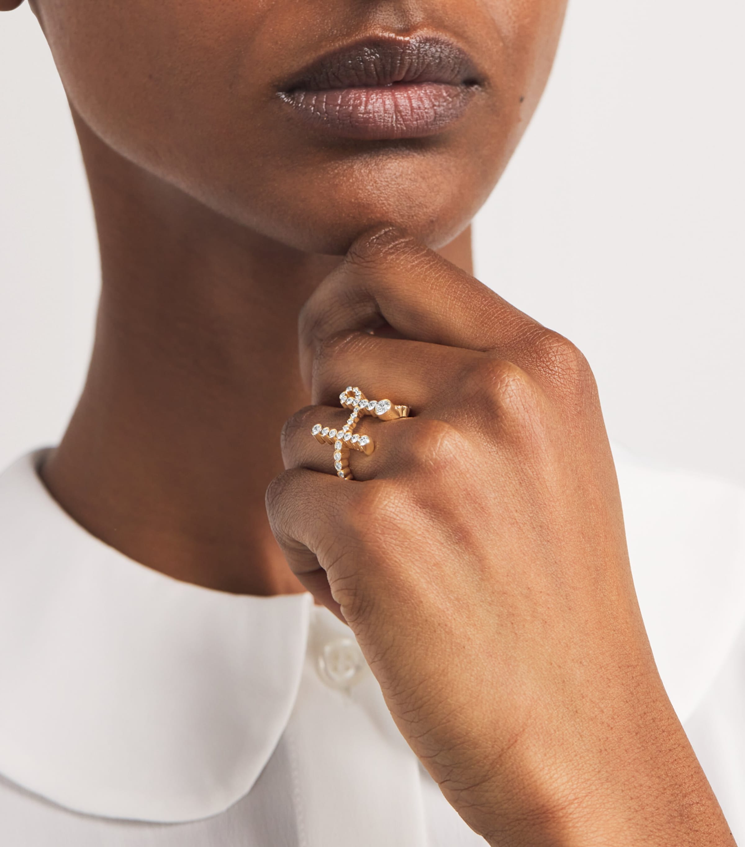 Yellow Gold and Diamond Ensemble ‘H’ Ring YELLOW GOLD Image 2