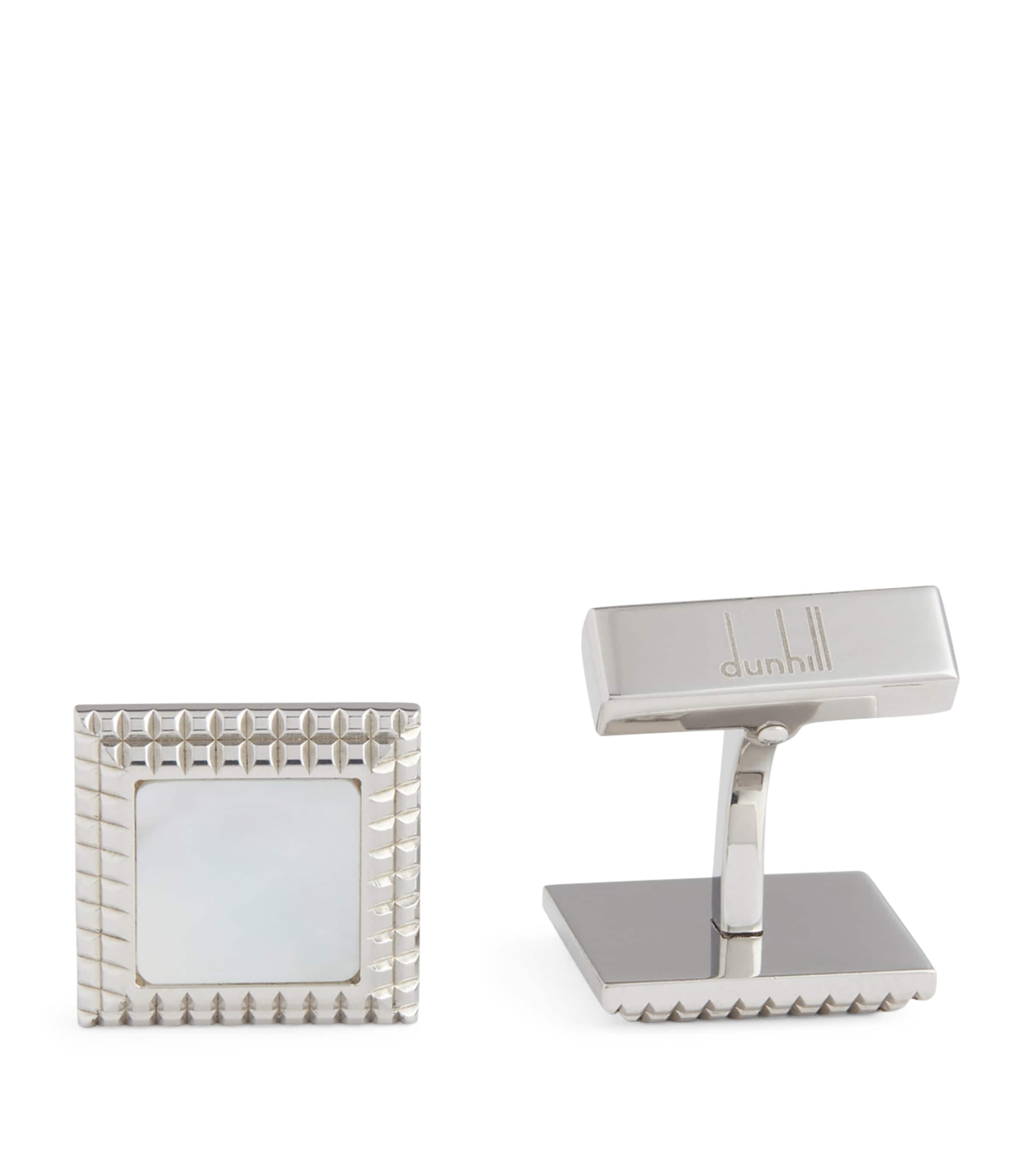 Sterling Silver Hobnail-Insert Square Cufflinks 100WHITE Image 1