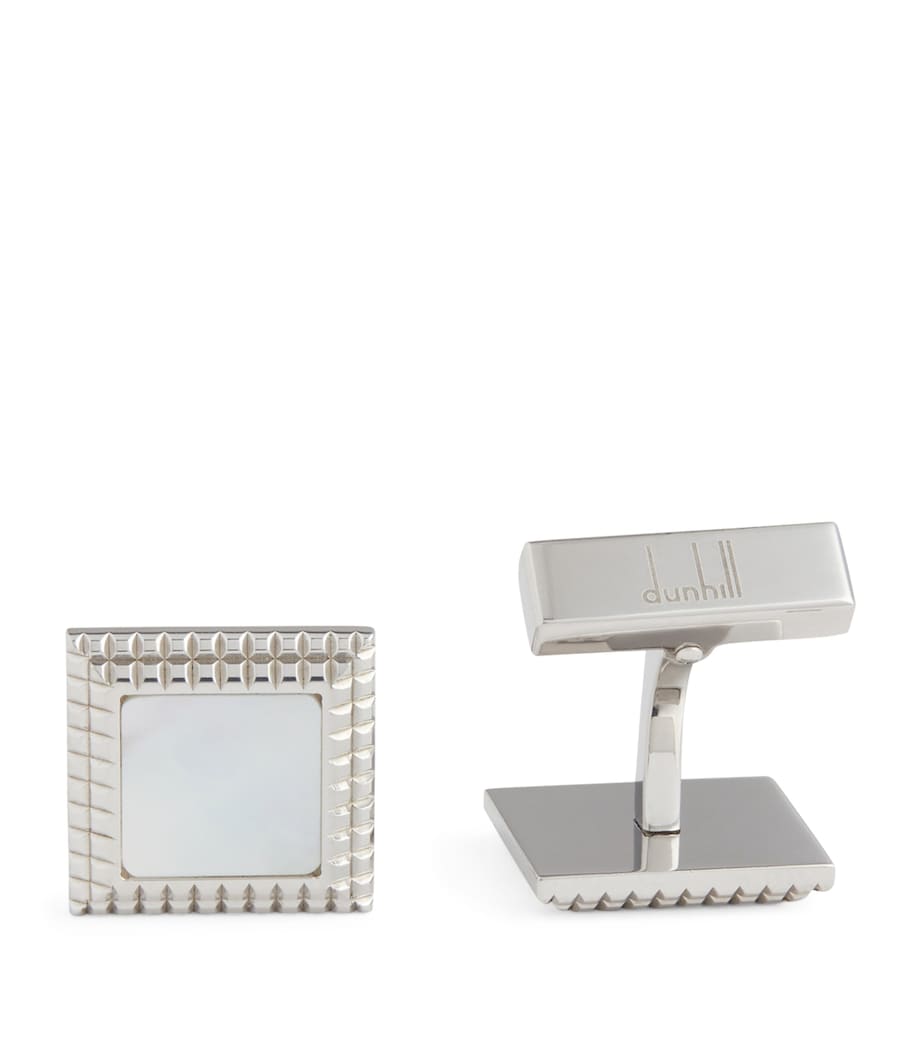 Sterling Silver Hobnail-Insert Square Cufflinks 100WHITE Image 1