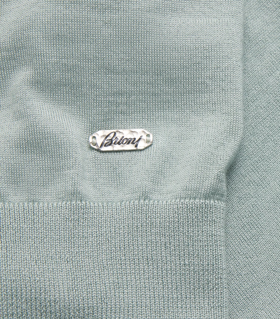 Brioni Mens Cashmere-Silk Long-Sleeve Polo Shirt Image 6