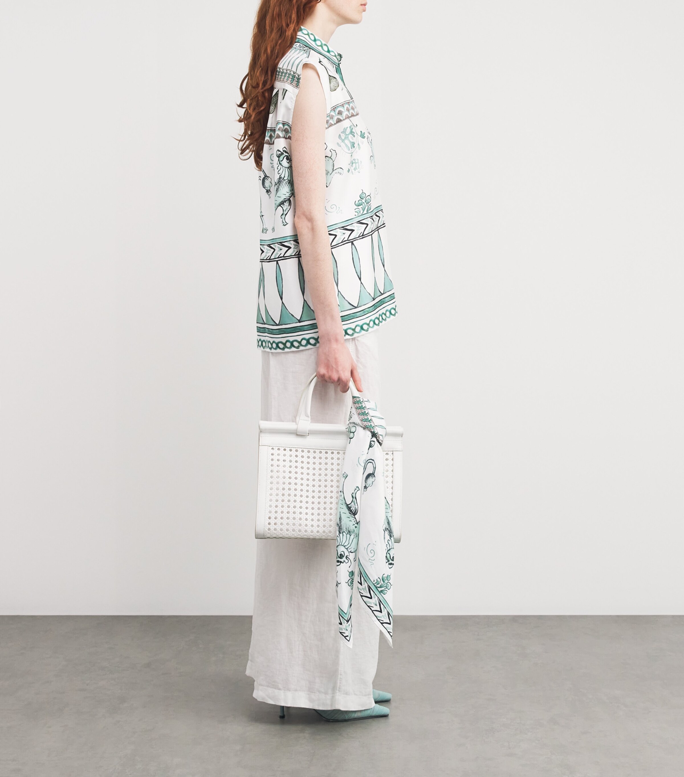 Fabiana Filippi Silk Twill Printed Scarf Verde Acqua Image 4