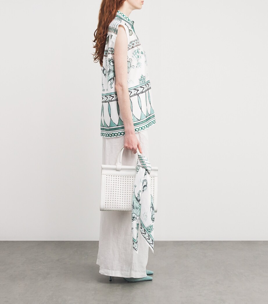 Fabiana Filippi Silk Twill Printed Scarf Verde Acqua Image 4